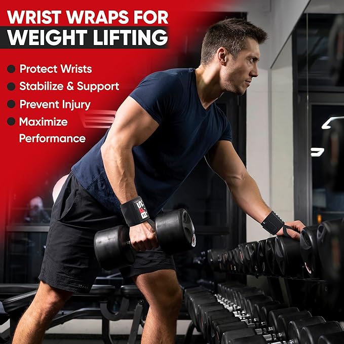 Wrist Wraps for Weightlifting,18” Premium Quality Wrist Straps for Weightlifting,Weight Lifting Wrist Wraps with Thumb Loop for Curls Dips,Powerlifting Weight Training Men Women