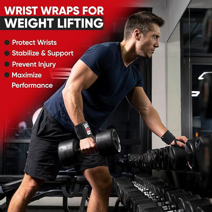 Wrist Wraps for Weightlifting,18” Premium Quality Wrist Straps for Weightlifting,Weight Lifting Wrist Wraps with Thumb Loop for Curls Dips,Powerlifting Weight Training Men Women