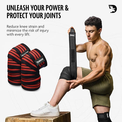 USPA Approved 78” Knee Wraps for Weightlifting Men & Women (Pair) - Premium Cotton Straps for Joint Stability & Pain Relief - Adjustable Fit Gym Knee Wrap Support for Powerlifting, Leg Press & Squats