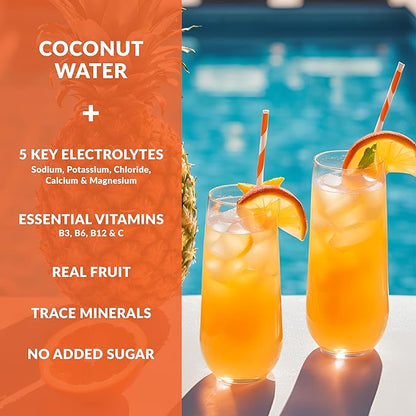 Hydrating Electrolyte Drink Mix - Mango Tangerine, 30 Servings - Hydration Powder w/Coconut Water - Non-GMO, No Added Sugar, 5 Key Electrolytes + Vitamins, Natural Trace Minerals