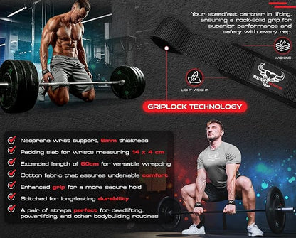 BEAST RAGE Lifting Straps for Weightlifting, Weight Lifting Straps Gym Power Workouts Lifting Wrist Straps Padded Cotton Men Women Support Lifters Deadlift Straps Hard Pull Exercise Straps