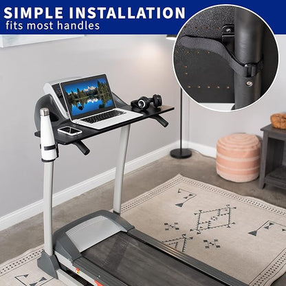VIVO Universal Treadmill Desk with Phone Slot and Cup Holder, Ergonomic Platform for Notebooks, Tablets, Laptops, and More, Fits Treadmill Handlebars up to 31 inches, STAND-TDML2A