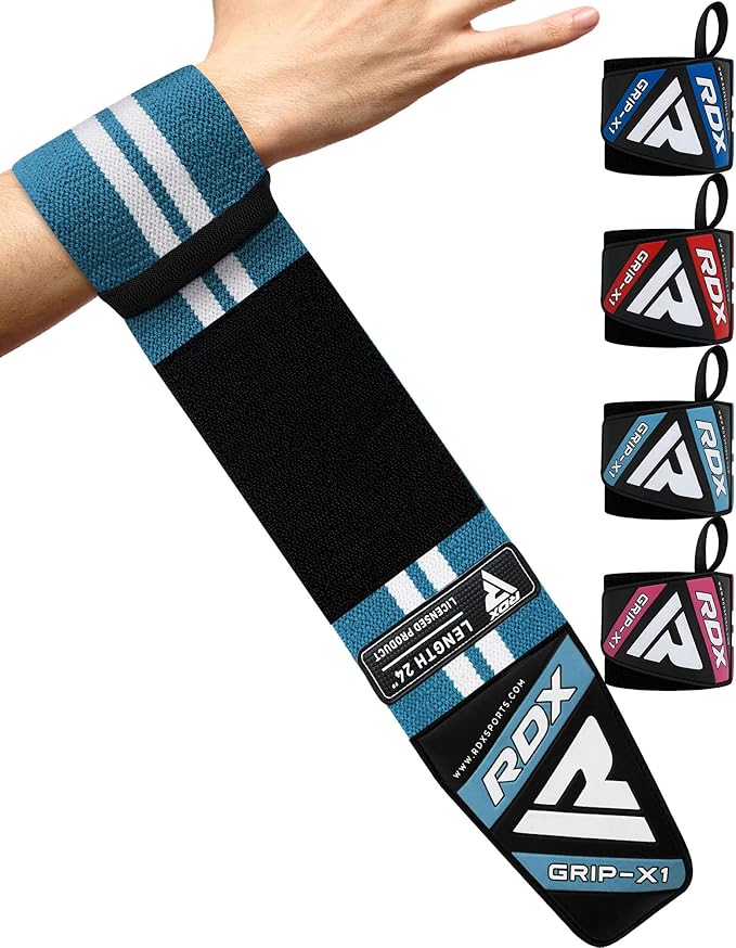 RDX Weight Lifting Wrist Support Wraps, 36” 24” 18” Professional Grade Elasticated Cotton Straps, Gym Fitness Workout Strength Training Bodybuilding Powerlifting Deadlifting Calisthenics, Men Women