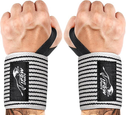 IPOW 18'' Professional Wrist Wraps for Weightlifting 2 Pack(IPF Approved), Heavy Duty Gym Wrist Straps for Working Out, Weight Lifting Wrist Brace for Men & Women, Wrist Support with Thumb Loop