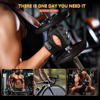 ihuan New Breathable Workout Gloves for Women & Men - No More Sweaty & Full Palm Protection Gym Exercise, Cycling， Fitness, Weightlifting, Pull-ups, Deadlifting, Rowing