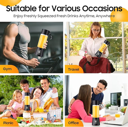 Portable Personal Size Mini Blender - 2025 Upgraded Cordless Blender for Smoothies & Shakes, Type-C Rechargeable, 380Ml Traveling BAP Free Juicer Cup for Sports/Travel/Home, 20000Rpm/Min Speed
