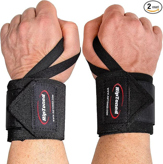 Rip Toned 18” Wrist Wraps - Wrist Straps for Weightlifting - Lift Better, Protect Wrist Pain - Adjustable, Durable, Machine Washable - Wrist Wraps for Weightlifting - USPA Endorsed for Men & Women