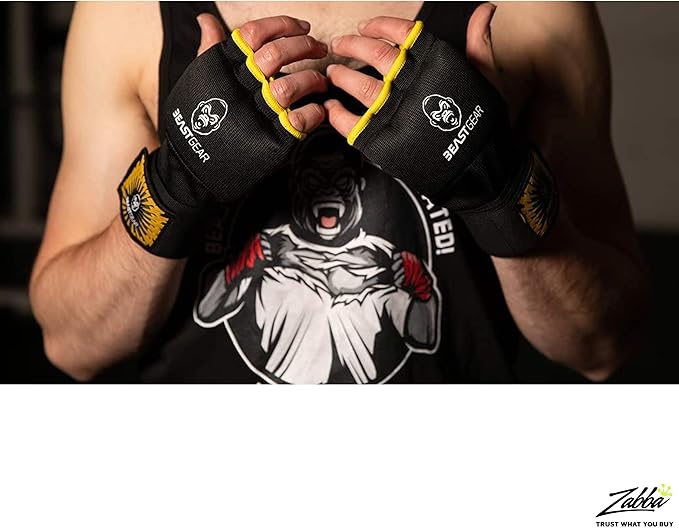 Beast Gear Hand Wraps for Boxing Gloves - Men & Women Inner Gel Quick Wraps for Combat Sports, MMA, and Martial Arts