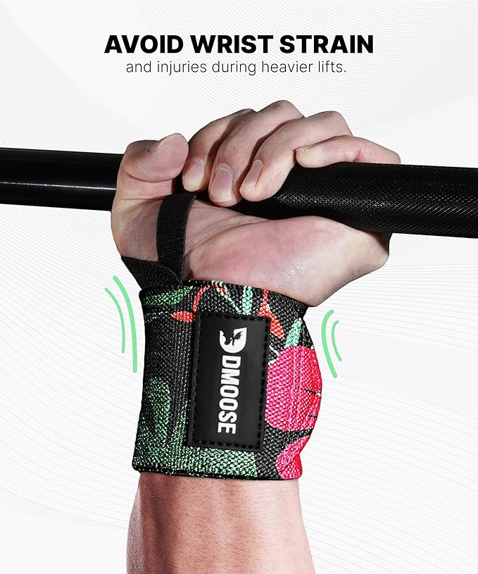 DMoose Fitness Wrist Wraps for Weightlifting - IPL Approved Premium Lifting Straps with Thumb Loops for Powerlifting, Bodybuilding & Weight Lifting, Compression Gym Wrist Support for Working Out