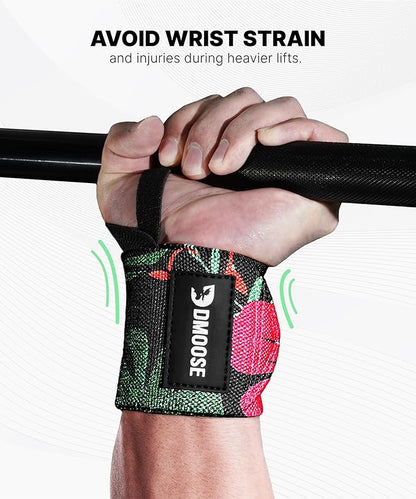 DMoose Fitness Wrist Wraps for Weightlifting - IPL Approved Premium Lifting Straps with Thumb Loops for Powerlifting, Bodybuilding & Weight Lifting, Compression Gym Wrist Support for Working Out