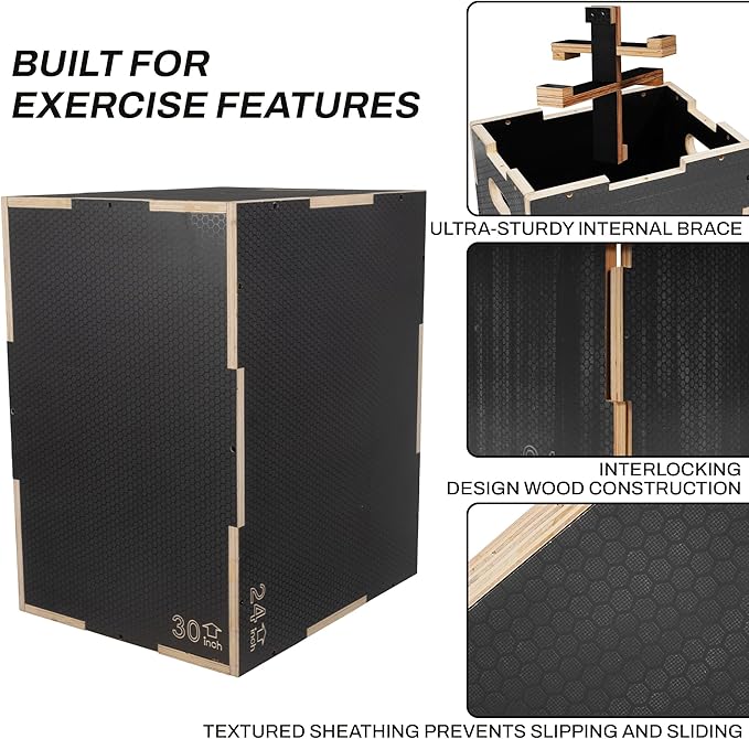Signature Fitness 3 in 1 Non-Slip Wooden Plyo