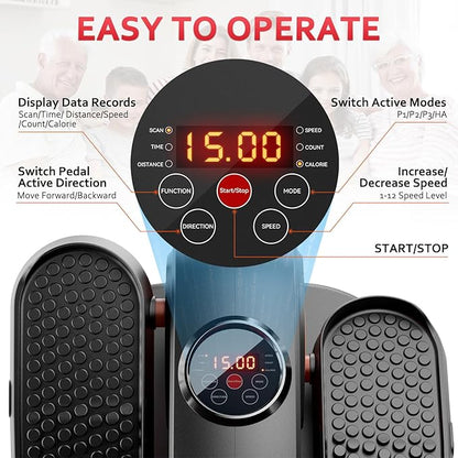 Under Desk Elliptical Machine, Ellipse Exerciser as Seen on TV for Seniors with Remote Control & 12 Adjustable Speeds, Elliptical Machine for Home