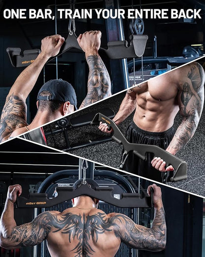 LAT Pull Down Bar with 6 Ergonomic Handles, Neutral Grip LAT Pulldown Attachments for Whole Back Training, Wide Grip LAT Pulldown Bars for Home Gym Cable