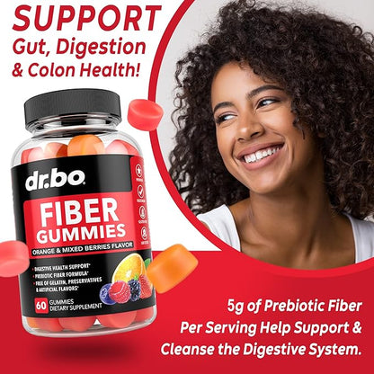 Fiber Gummies for Adults & Kids - Tasty Gummy Prebiotic Fiber Supplement for Max Digestive Gut Health Supplements for Women & Men - Daily Cleanse High Chicory Root Inulin Prebiotics - 60 Fiber Gummies