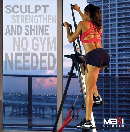 MaxiClimber XL Vertical Climbers - The Original Compact, Mountain Climber, Stair Stepper Exercise Machines - XL-2000 HRS (Hydraulic Resistance System, 12 Level) - Free Coach-led Classes & Fitness App