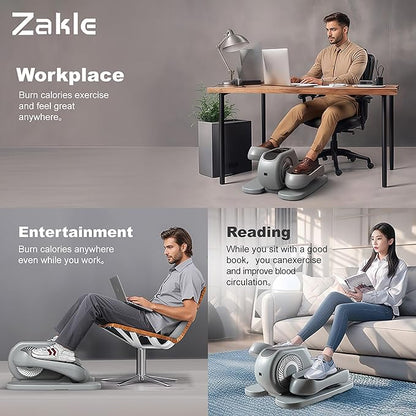 Zakle Ellipse Leg Exerciser as Seen on Tv for Seniors, Electric Under Desk Elliptical Machine w/Remote & 12 Speeds Level, Manual & Auto Mode, Quiet Seated Pedal Exerciser for Home Office