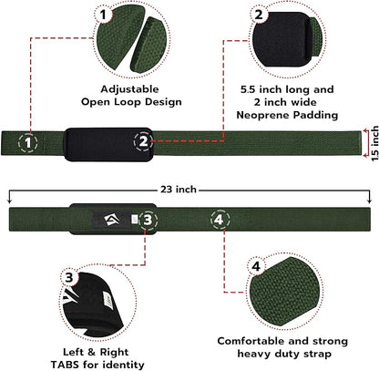 Lifting Wrist Straps for Weightlifting, Powerlifting & Deadlifts – 23” Neoprene Padded Cotton Straps for Strength Training & Gym Workouts - Maximum Grip Support for Men & Women