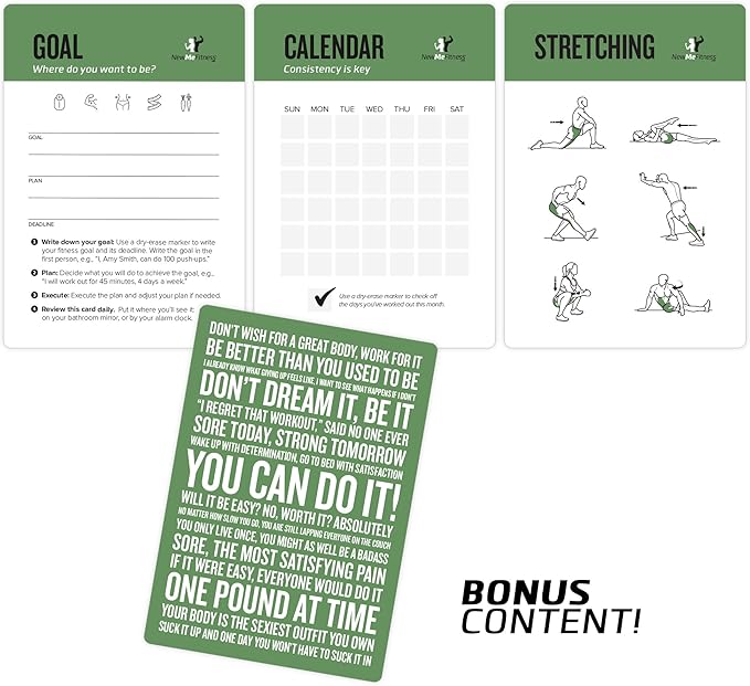NewMe Fitness Resistance Bands Workout Cards, Instructional Fitness Deck for Women & Men, Beginner Fitness Guide to Training Exercises at Home or Gym