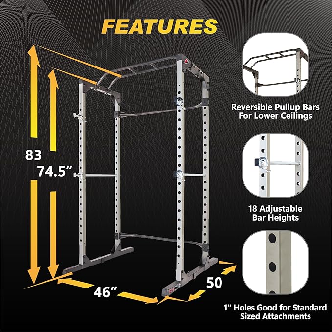 Fitness Reality Squat Rack Power Cage with Optional LAT Pulldown, Cable Crossover