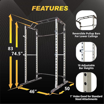 Fitness Reality Squat Rack Power Cage with Optional LAT Pulldown, Cable Crossover