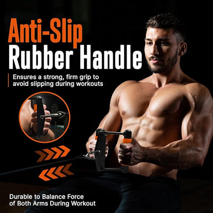 SQUATZDouble D Row Handle Cable Attachment - Non-Slip Handles for Weight Workout with 360 Degree Rotational Knuckle
