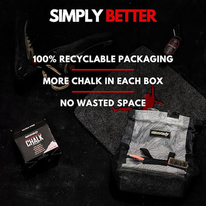 SURVIVOR Gym Chalk - Climbing Chalk, Lifting Chalk, Gymnastics Chalk - Pure Magnesium Carbonate Hand Chalk Powder, Weightlifting Chalk Gym - Rock Climbing Chalk for Weights