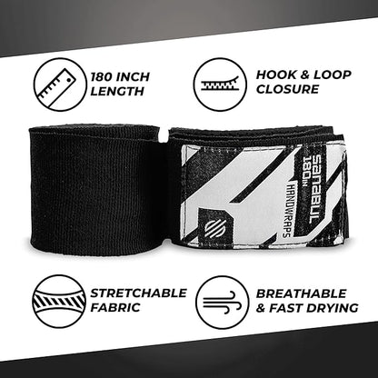 Sanabul Elastic 180 inch Boxing Hand Wraps for Boxing Gloves Muay Thai Kickboxing MMA Wraps for Men & Women