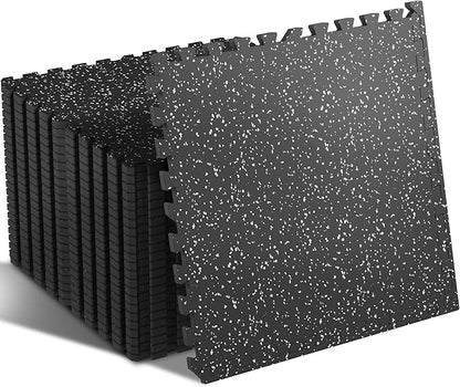 SUPERJARE 0.4 Inch Gym Flooring for Home Gym 24 Tiles 24" x 24" Workout (96 sqft)
