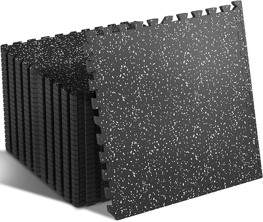 SUPERJARE 0.4 Inch Gym Flooring for Home Gym 24 Tiles 24" x 24" Workout (96 sqft)