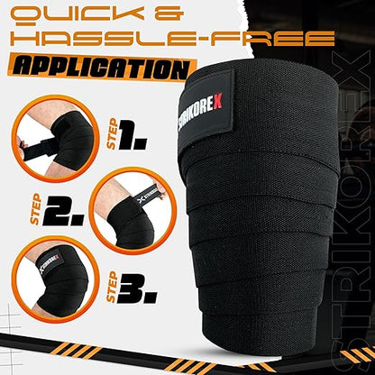 Knee Wraps For Weightlifting (pair) for Men & Women Best for Cross Trainings and Leg Press,Gym Wraps for Workout,Powerlifting & Fitness Squats Flexible Knee Strap (BLACK/BLACK)