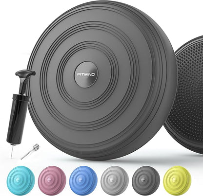 Inflated Wobble Cushion,Dyna Disc,Circular Non-slip Texture for Comfortable Sitting,Wiggle Seat to Improve Posture, Fitness, Stability for Sensory Kids Adults,Balance Seat with Pump for Core Strength