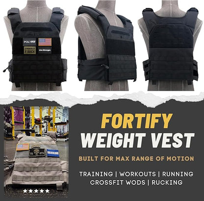 POLYFIT (Fortify) Weighted Vest for Strength and Endurance Training, Rucking, Fitness Workouts, Running, WODs