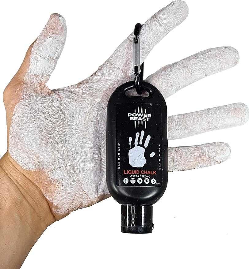 POWER BEAST Liquid Chalk, 2 Bottles Combo of 200 + 50 ML, Liquid Sports Chalk, Free Professional Hand Grip for Gym, Weightlifting, Rock Climbing, Gymnastics, Crossfit, Powerlifting, Pole Dance.