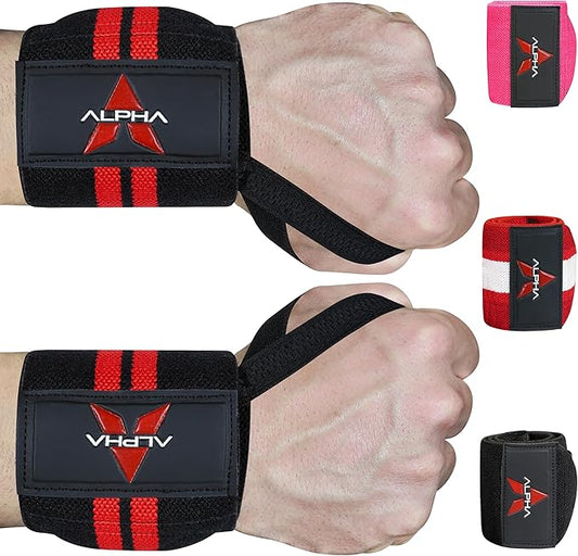 Alpha Sports Wrist Wraps for Weightlifting,Gym Exercise,Adjustable,Durable for Crossfit,Powerlifting, Bodybuilding, and Fitness Workouts,Enhanced Stability for Lifting,Training