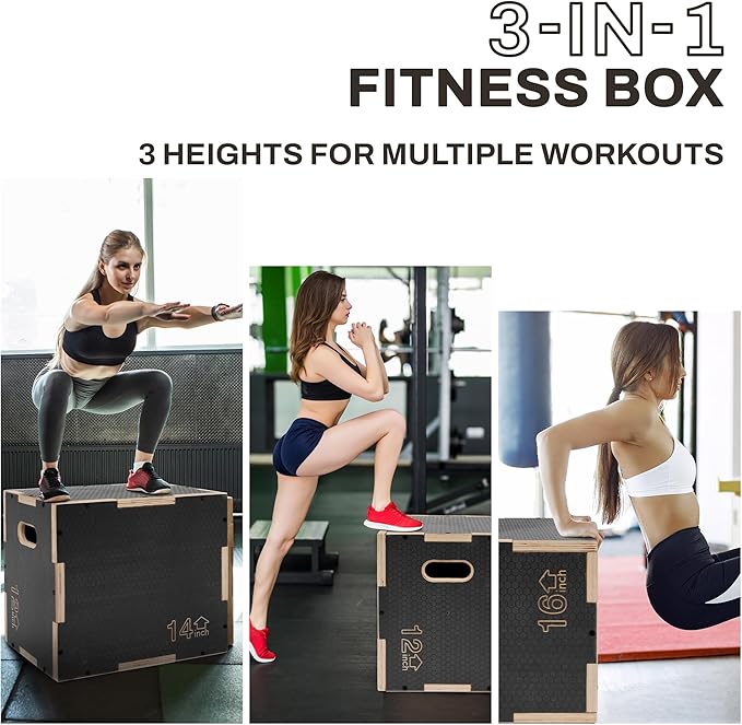 Signature Fitness 3 in 1 Non-Slip Wooden Plyo