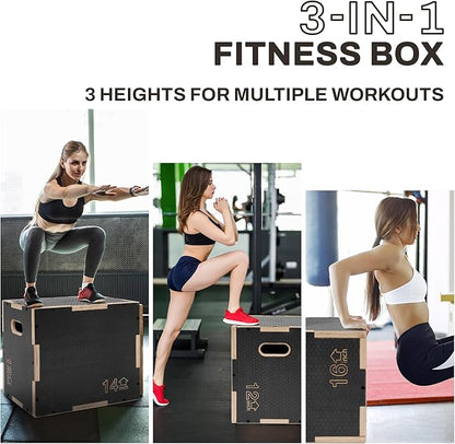 Signature Fitness 3 in 1 Non-Slip Wooden Plyo