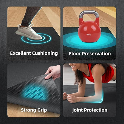 Large Exercise Mat for Home Workout 12â€˜x6â€™/10'x6'/9'x6'/8'x6'/7'x5'/6'x4' (7mm) (7mm) Extra