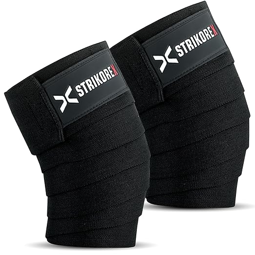 Knee Wraps For Weightlifting (pair) for Men & Women Best for Cross Trainings and Leg Press,Gym Wraps for Workout,Powerlifting & Fitness Squats Flexible Knee Strap (BLACK/BLACK)