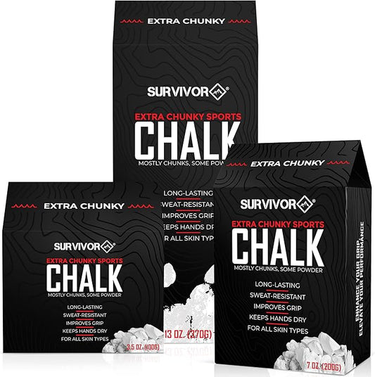 SURVIVOR Gym Chalk - Climbing Chalk, Lifting Chalk, Gymnastics Chalk - Pure Magnesium Carbonate Hand Chalk Powder, Weightlifting Chalk Gym - Rock Climbing Chalk for Weights