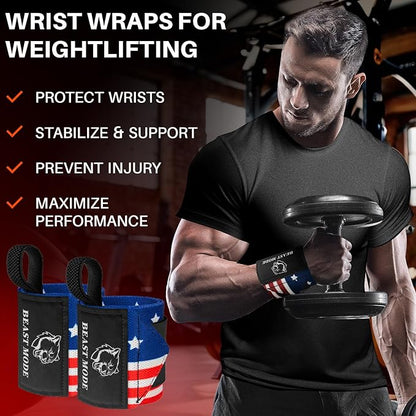 TECEUM Weightlifting 18" & 12" Wrist Wraps with Thumb Loop – Heavy Duty Wrist Workout Braces for Men and Women – Ideal for Powerlifting, Strength Training, Bodybuilding