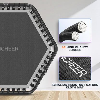ANCHEER 50" Rebounder Trampoline for Adults- 2025 Foldable Mini Trampoline with Bar- Exercise Trampoline for Adults, Max Load 450lbs/550lbs, for Indoor/Garden Workout