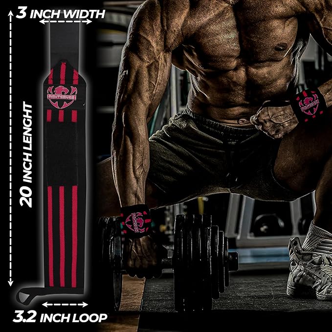 FIGHTSENSE Wrist Wraps for Weightlifting, 18” Premium Quality Wrist Straps with Heavy Duty Thumb Loop-Gym Wrist Wraps for Weight Lifting,Powerlifting,Strength Training,Bodybuilding,Wrist Brace