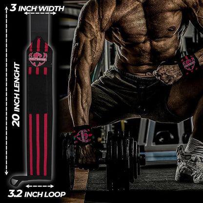 FIGHTSENSE Wrist Wraps for Weightlifting, 18” Premium Quality Wrist Straps with Heavy Duty Thumb Loop-Gym Wrist Wraps for Weight Lifting,Powerlifting,Strength Training,Bodybuilding,Wrist Brace