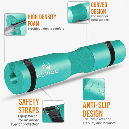 Barbell Pad Squat Pad for Lunges and Squats - Hip Thrust Pad for Standard and Olympic Bars - Provides Cushion to Neck and Shoulders While Training