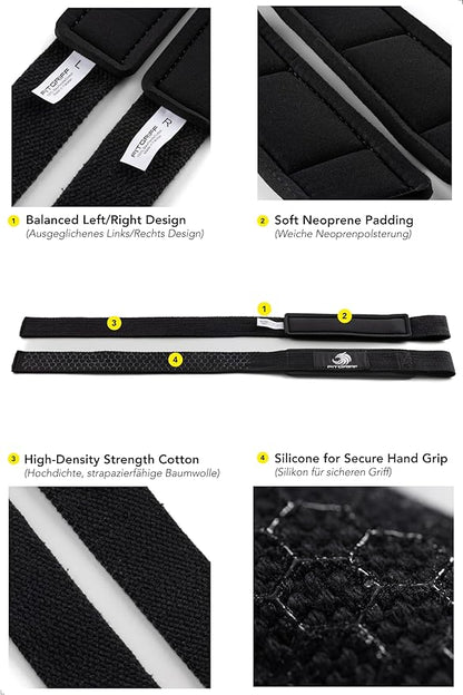 Fitgriff® Lifting Wrist Straps for Weightlifting, Gym, Deadlift, Workout (Made of Premium Cotton & Padded) - Men & Women