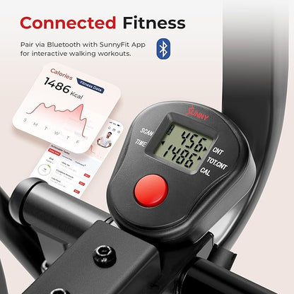 Sunny Health & Fitness Smart Air Walk Elliptical, Foldable Machine w/ 30-INCH Stride, Cardio Cross Trainer Glider for Home Exercise, Free SunnyFit App Bluetooth Link, Optional Adjustable Resistance