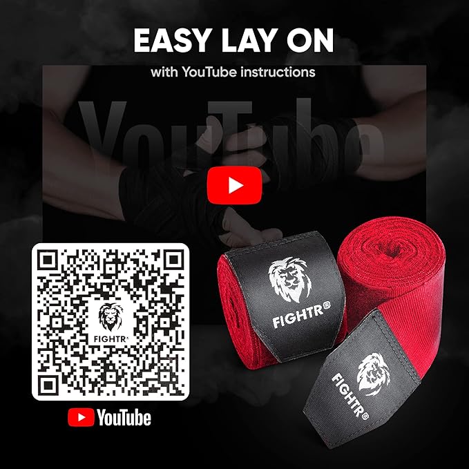 FIGHTR® Boxing Handwraps 160 inches semi-Elastic Hand Wraps with Thumb Loop for Boxing, MMA, Muay Thai & Martial Arts