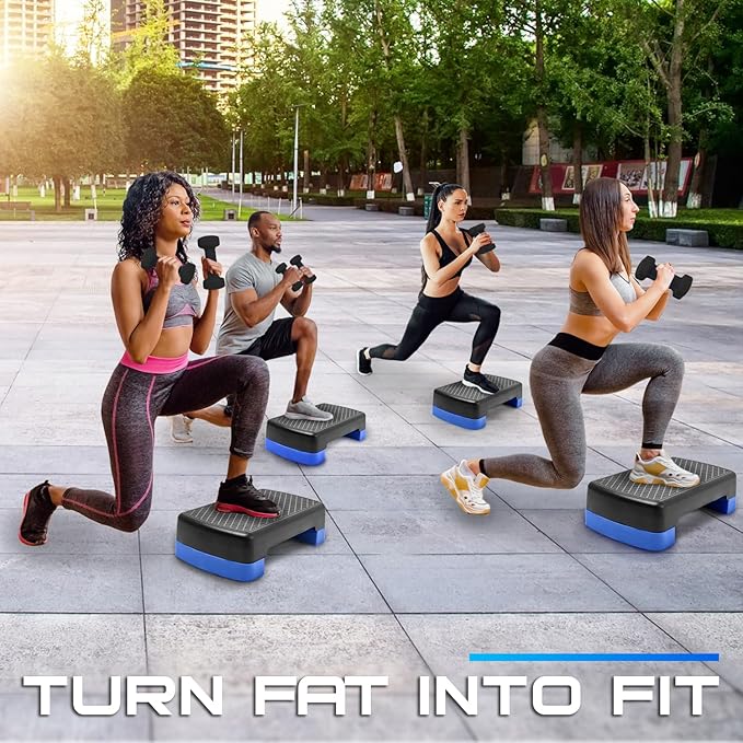 Yes4All 18.9" Aerobic Exercise Step Platform with 2 Risers 3" 5.1" 5.1" for