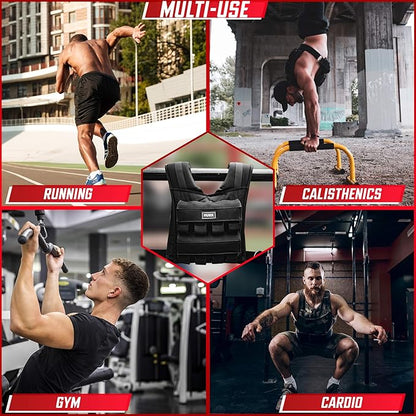 MVRK Weighted Vest Men 18lbs | 28lbs | 35lbs | 45lbs | 65lbs - Weighted Workout Vest With Removable Iron Weights, Heavy Duty Weighted Exercise Vest For Functional Training & Calisthenics - Weight Vest for Men and Women