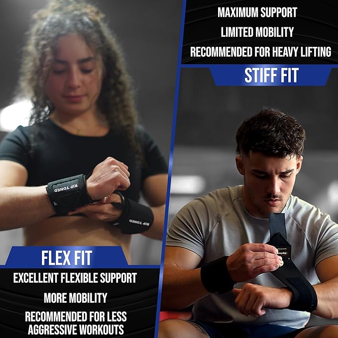 Rip Toned 18” Wrist Wraps - Wrist Straps for Weightlifting - Lift Better, Protect Wrist Pain - Adjustable, Durable, Machine Washable - Wrist Wraps for Weightlifting - USPA Endorsed for Men & Women